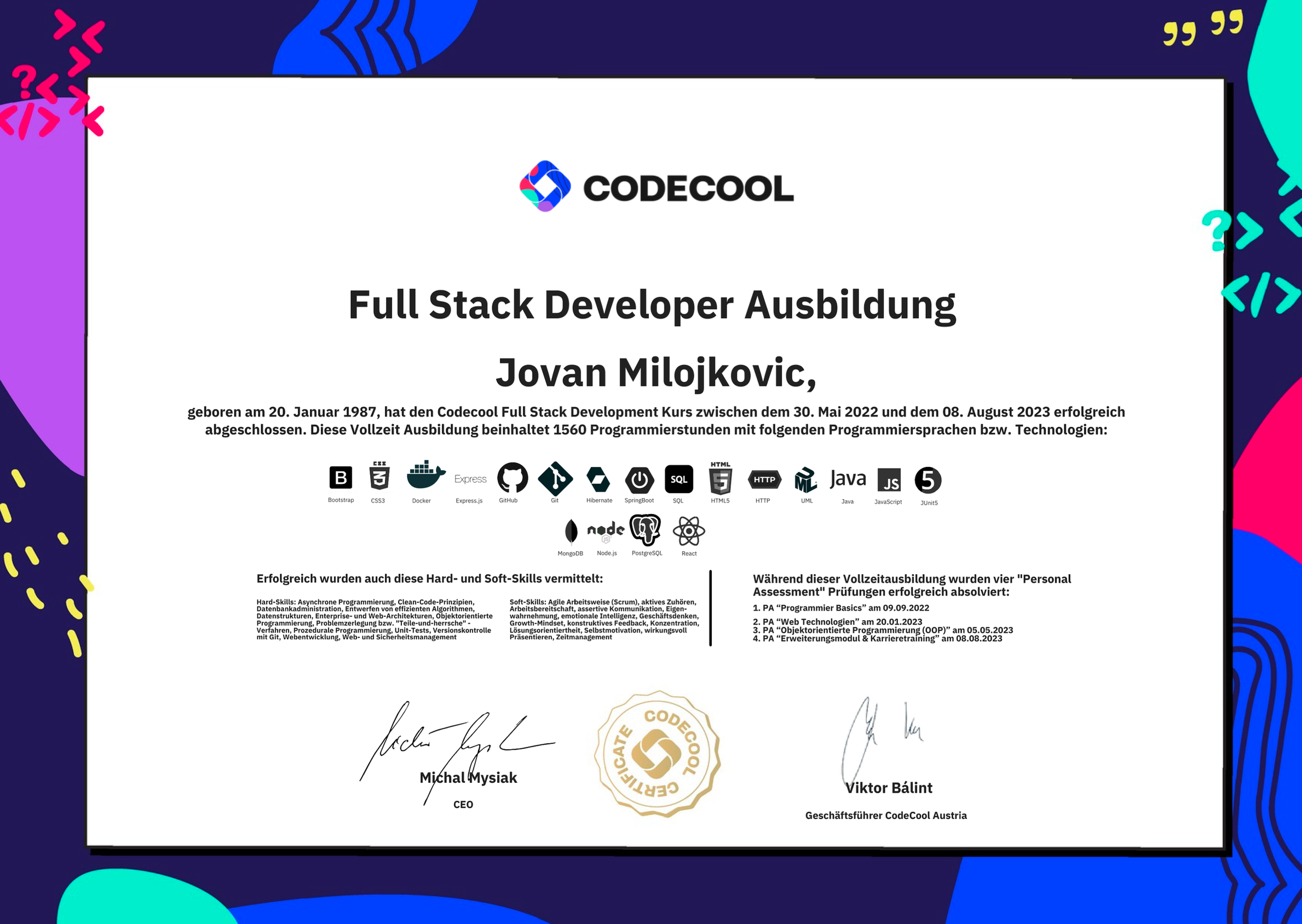 Codecool Certificate